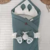 Yenidoğan 4 Kat Müslin Kumaş Kulaklı Patili Fiyonk Bebek Battaniyesi Kundak