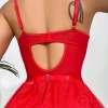 SİA Kırmızı Dantelli Etekli Babydoll Takım 16517
