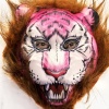Kahverengi Saçlı Pembe Yüz Kurt Maske Kaplan Maske Mega Peluş 26 No (4172)