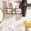 Paslanmaz Çelik Yapışkanlı Fönlü Duvar Rafı & Organizer & Banyo Duş Askısı