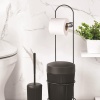 Metal Standlı Yuvarlak Kovalı & Kağıtlıklı & Fırçalıklı Siyah Banyo Takımı