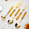 5 Parça Gold Servis Seti & Servis Sunum Seti Amber ( Kepçe / Kevgir / Sıpatula / Çatal / Kaşık )