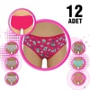 12 Adet Kız Çocuk Desenli Slip Külot