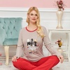 Bayan Uzun Kollu Pijama Takımı Model no 7619
