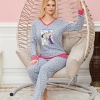 Bayan Uzun Kollu Pijama Takımı Model no 7588