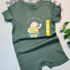 Yazlık %100 Pamuk Haki Yeşil Kısa Kol ÇıtÇıtlı Bebek Tulum Hellobaby Ebebek Badi 1 Adet