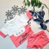 Yazlık Mini Şort Kısa Kol Kız Bebek Takım Little Princess Fuşya
