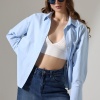 Kadın Gömlek Mavi Renk Oversize Rahat Kesim Poplin Kumaş Gomlek