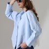 Kadın Gömlek Mavi Renk Oversize Rahat Kesim Poplin Kumaş Gomlek