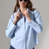 Kadın Gömlek Mavi Renk Oversize Rahat Kesim Poplin Kumaş Gomlek