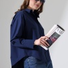 Kadın Gömlek Lacivert Renk Oversize Rahat Kesim Poplin Kumaş Gomlek