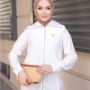 Destan Taş Detaylı Fermuarlı Sade Basic Ceket - 71139 - Krem