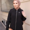 Destan Taş Detaylı Fermuarlı Sade Basic Ceket - 71139 - Siyah