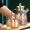 Kabartmalı Bambu Kapaklı Borosilikat Cam Demlik 1500ml Royaleks-CM-2005