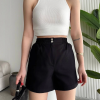 Çıtçıtlı gabardin şort