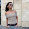 Madonna yaka sıfır kol bluz