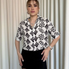 Siyah beyaz baskılı crop gömlek