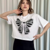Oversize Beyaz baskılı crop tişört
