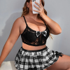 Kadın Seksi Ekose Etekli Büyük Beden Fantezi Kostüm