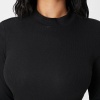 Kadın Siyah Kaşkorse Balıkçı Yaka Uzun Kollu Bodycon Mini Elbise