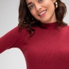 Kadın Bordo Kaşkorse Balıkçı Yaka Uzun Kollu Bodycon Mini Elbise
