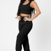 Kadın Siyah Kaşkorse Cepli Jogger Eşofman Altı Ve Crop Top Bluz