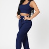 Kadın Lacivert Kaşkorse Cepli Jogger Eşofman Altı Ve Crop Top Bluz