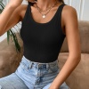 Kadın Siyah Kolsuz Kalın Askılı Uzun Crop Top Bluz & Atlet
