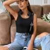 Kadın Siyah Kolsuz Kalın Askılı Uzun Crop Top Bluz & Atlet