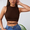 Kadın Kahverengi Çapraz Bağlamalı Crop Top Büstiyer