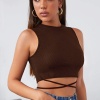Kadın Kahverengi Çapraz Bağlamalı Crop Top Büstiyer