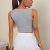 Kadın Gri Kare Yaka Crop Top Bluz