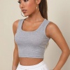Kadın Gri Kare Yaka Crop Top Bluz