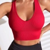 Kadın Kırmızı Derin Göğüs Dekolteli Şık Crop Top Bluz