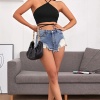 Kadın Siyah Sırtı Açık Boyundan Çapraz Bağlamalı Crop Top Bluz