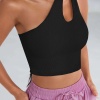 Kadın Siyah Tek Omuz Cut Out Detaylı Crop Top Bluz