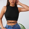 Kadın Siyah Çapraz Bağlamalı Crop Top Büstiyer