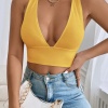 Kadın Sarı Çapraz Sırt Detaylı Şık Crop Top Büstiyer