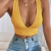 Kadın Sarı Çapraz Sırt Detaylı Şık Crop Top Büstiyer
