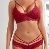 Kadın Bordo Dantelli Harness Sütyen Külot Takım