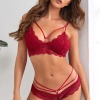 Kadın Bordo Dantelli Harness Sütyen Külot Takım