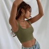 Kadın Haki Yeşili Kalın Askılı Crop Top Büstiyer