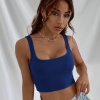 Kadın Lacivert Kalın Askılı Crop Top Büstiyer
