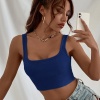 Kadın Lacivert Kalın Askılı Crop Top Büstiyer