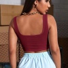 Kadın Bordo Kalın Askılı Crop Top Büstiyer