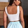 Kadın Beyaz Kalın Askılı Crop Top Büstiyer