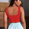 Kadın Kırmızı Kalın Askılı Crop Top Büstiyer