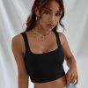 Kadın Siyah Kalın Askılı Crop Top Büstiyer