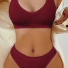 Kadın Bordo Seamless Tanga Sütyen Takım
