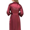 Bordo Kısa Saten Bride Sabahlık